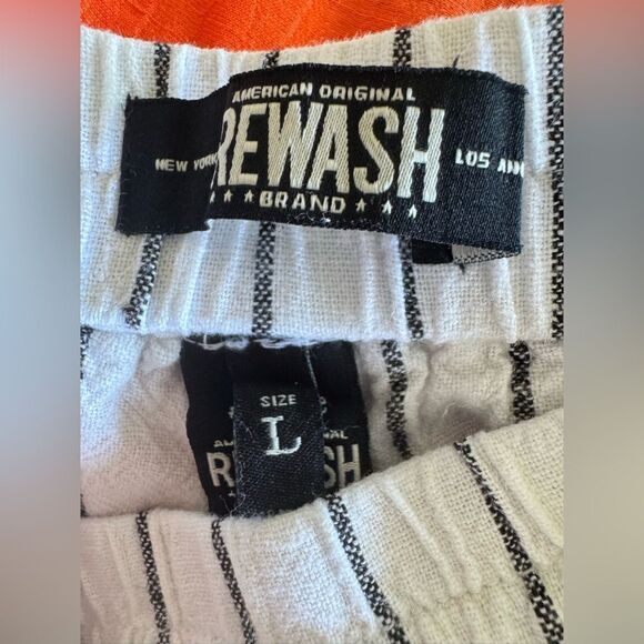 Rewash Women’s Gray Striped Cropped Pants Large Elastic Waist Wide Leg Boho - Picture 5 of 7